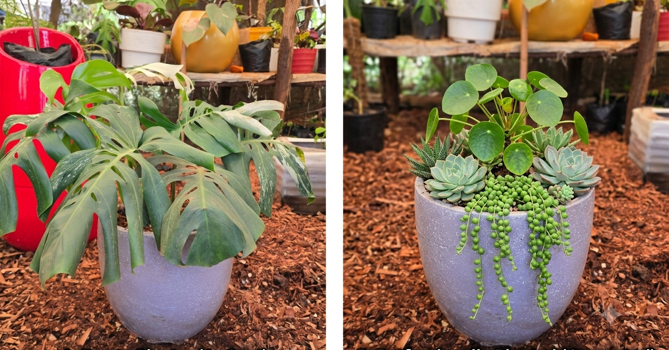 Modern Granite-Look Tabletop Pot