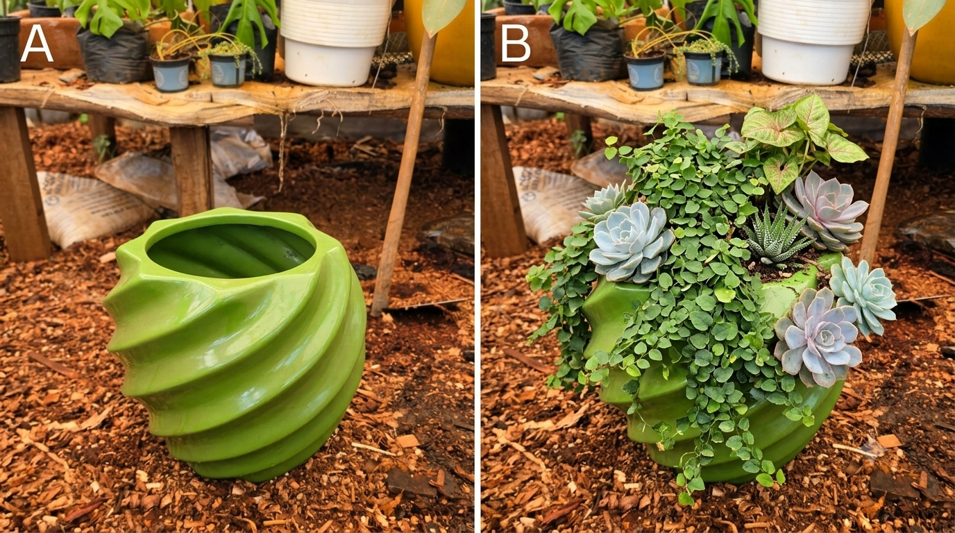 Lime Green Swirl Planter